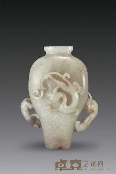 清 白玉螭龙瓶 高12.8cm
